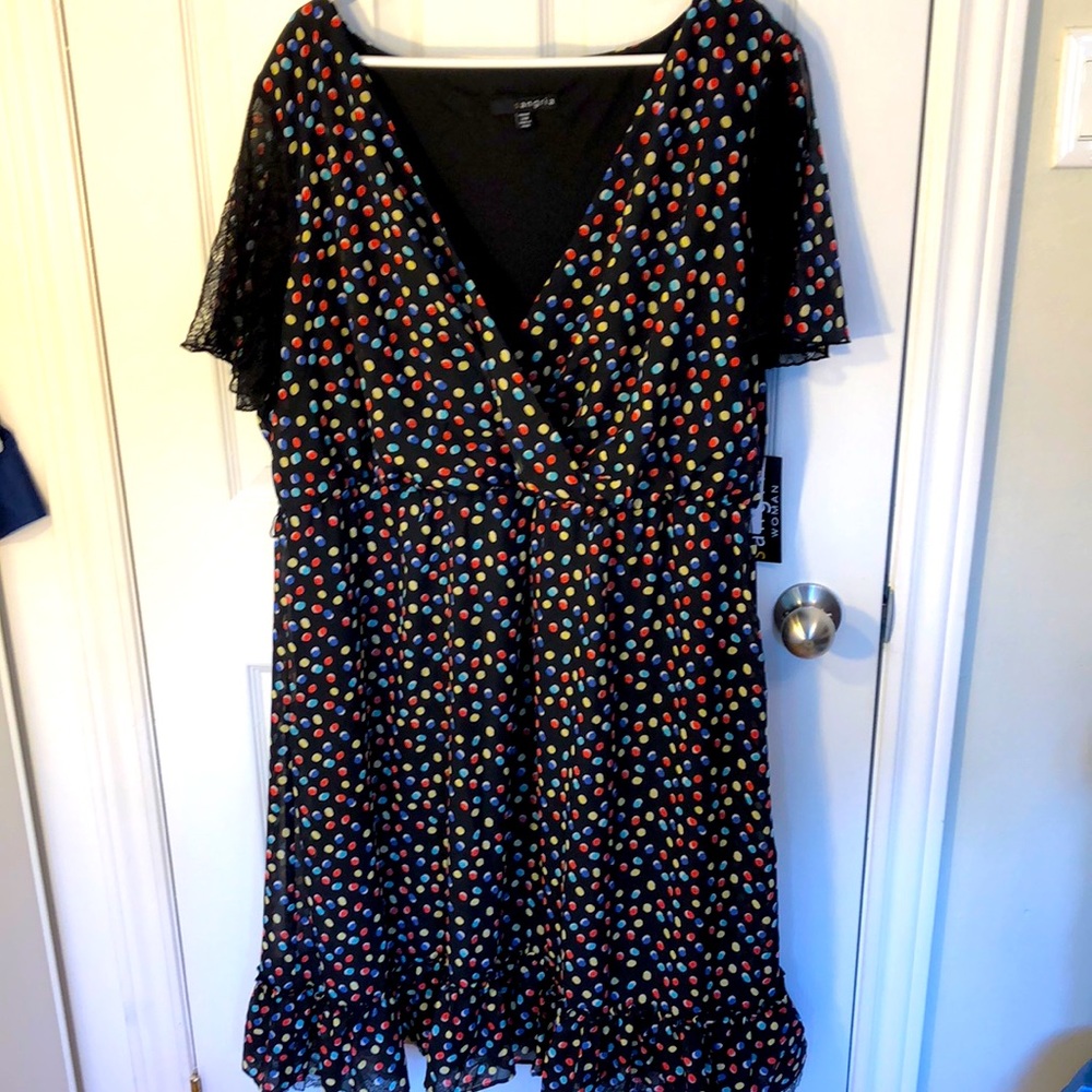 NWT 24 W Sangria Woman polka dot dress